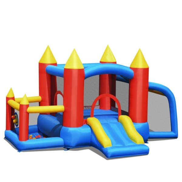 Pripučiama pilis su čiuožykla ir kamuoliukais (Spalvota)