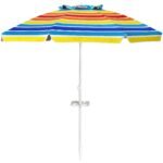 Nešiojamas paplūdimio skėtis nuo saulės 2 2 m su UV apsauga ir puodelio laikikliu (Spalvotas)
