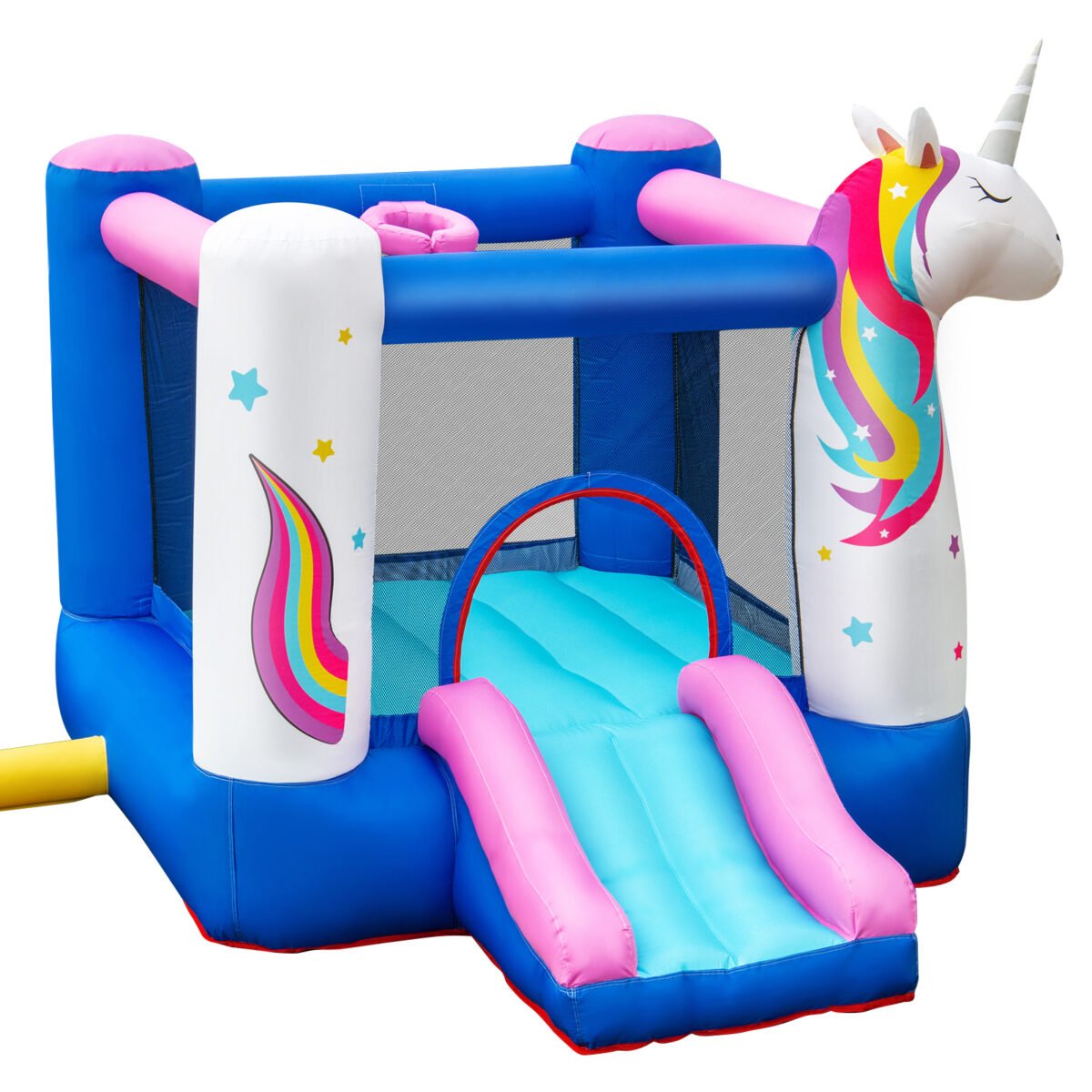 Pripučiama pilis su čiuožykla ir krepšinio lanku (Spalvota)