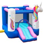 Pripučiama pilis su čiuožykla ir krepšinio lanku (Spalvota)