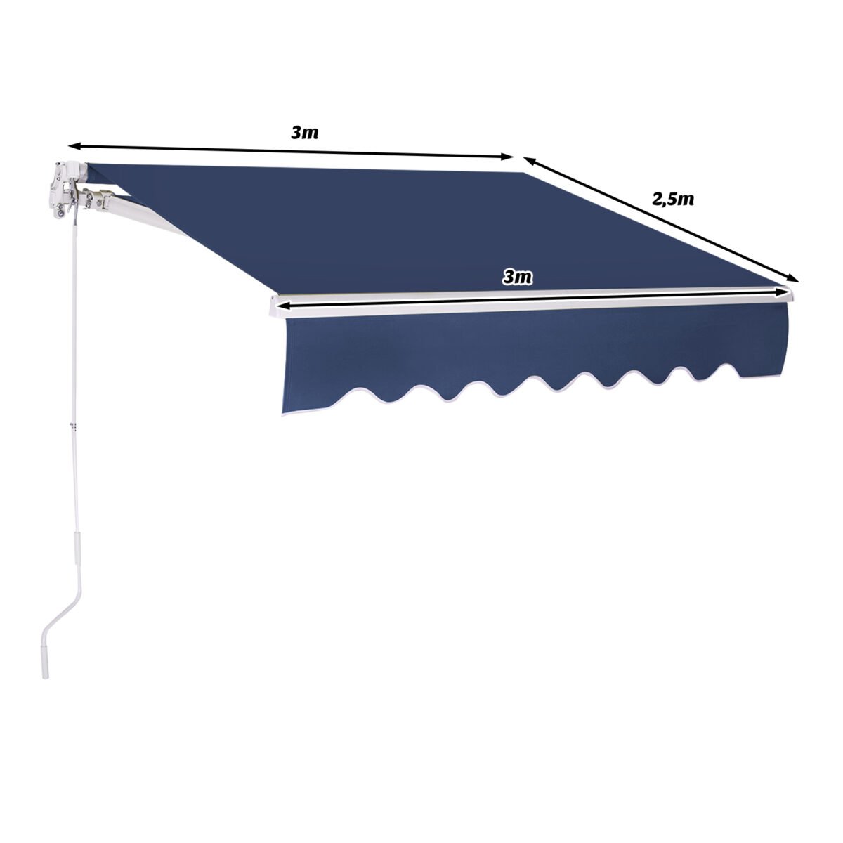 Tiesiamoji markizė balkonui ir terasai 3x2 5 m (Tamsiai mėlyna)