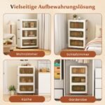 Sulankstomos laikymo dėžės su ratukais ir skaidriomis durelėmis (Balta)