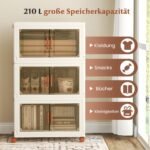 Sulankstomos laikymo dėžės su ratukais ir skaidriomis durelėmis (Balta)