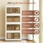 Sulankstomos 280 litrų talpos dėžės su ratukais ir skaidriomis durelėmis (Balta)