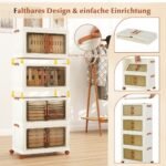 Sulankstomos 280 litrų talpos dėžės su ratukais ir skaidriomis durelėmis (Balta)