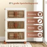 Sulankstomos plastikinės dėžės su ratukais ir skaidriomis durelėmis (Balta)