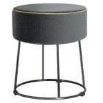 Apmuštas pufas su metalinėmis kojomis atlaikantis 150 kg apkrovą (Pilka)