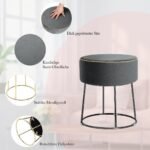 Apmuštas pufas su metalinėmis kojomis atlaikantis 150 kg apkrovą (Pilka)