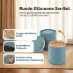 Apvalūs pufai su laikymo funkcija 2 vienetai (Mėlyna)