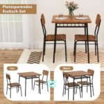 Valgomojo stalas su laikymo lentyna ir dviem kėdėm (Ruda)