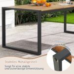 Stačiakampis akacijos medienos lauko stalas su vieta skėčiui (Natūrali)