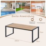 Stačiakampis akacijos medienos lauko stalas su vieta skėčiui (Natūrali)