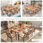 Stačiakampis akacijos medienos lauko stalas su skėčio anga (Natūrali)