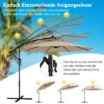 Sodo skėtis su 112 LED saulės švieselių (Smėlio)