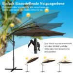 Pastatomas skėtis su 112 LED saulės šviesų (Kavos)