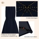 Apšviestas pastatomas skėtis nuo saulės su 112 LED lempučių (Tamsiai mėlyna)