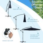 Apšviestas pastatomas skėtis nuo saulės su 112 LED lempučių (Tamsiai mėlyna)