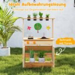 Vaikų lauko virtuvėlė su augalų vazonėliais (Natūrali)