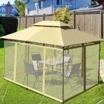 Pavėsinė su nuimamu tinkleliu ir dvigubu stogu (Smėlio)