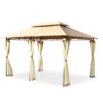 Erdvus lauko paviljonas 3 9 x 2 9 m su nuimamomis sienelėmis (Ruda)