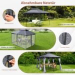 Stogo paviljonas 3 9 x 2 9 x 2 7 m su nuimama tinklelio sienele (Pilka)