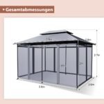 Stogo paviljonas 3 9 x 2 9 x 2 7 m su nuimama tinklelio sienele (Pilka)