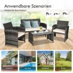 Lauko baldų komplektas iš PE vytelių (4 dalys) (Pilka)