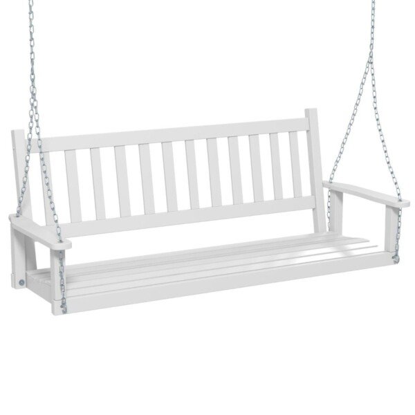 Trijų vietų medinė sodo supynė iki 360 kg (Balta)