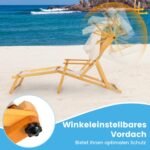 Sulankstoma lauko gultavietė su reguliuojamu baldakimu ir atlošu (Balta)