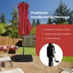 Dvigubas lauko skėtis nuo saulės su LED apšvietimu 470 cm (Raudona)