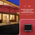 Dvigubas lauko skėtis nuo saulės su LED apšvietimu 470 cm (Raudona)