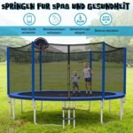 Lauko batutas su tinklu ir krepšinio lenta 366 cm (Mėlyna)