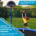 Lauko batutas su tinklu ir krepšinio lenta 366 cm (Mėlyna)