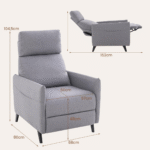 Reguliuojamas fotelis su kojų atrama ir laikymo kišenėmis (Pilka)