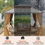 Terasos pavėsinė su dvigubu stogu ir tinkleliu nuo vabzdžių (Ruda)