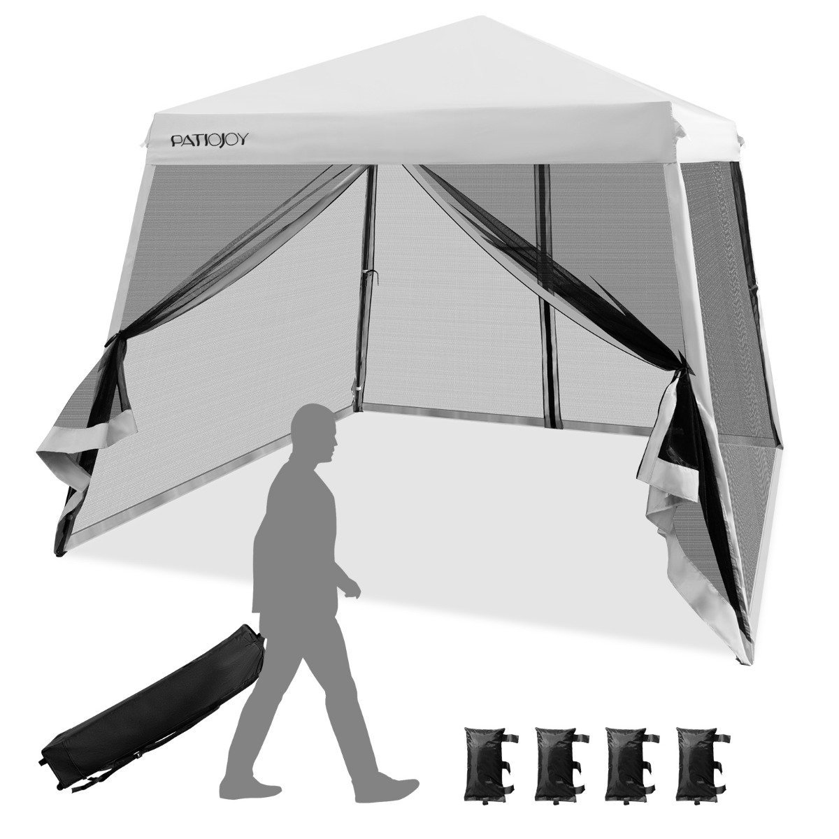 partyzelt-mit-_schr_gen-np10301wh-1_10_ Stogo palapinė 3m x 3m su pasvirusiais kampais (Balta)