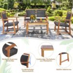 Lauko baldų komplektas su akacijos medienos rėmu (4 dalys) (Ruda)