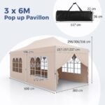 Sulankstomas pavėsinis 3x6m su nuimamomis sienelėmis (Smėlio)