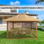 Sodo paviljonas 4x4m su tinkleliu ir UV apsauga (Chaki)