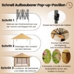 Sodo paviljonas 4x4m su tinkleliu ir UV apsauga (Chaki)