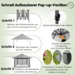 Sodo paviljonas 4x4 m su tinkleliu ir UV apsauga (Pilka)