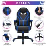 Ergonomiška žaidimų kėdė su ištraukiama kojų atrama (Mėlyna)