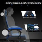 Ergonomiška žaidimų kėdė su ištraukiama kojų atrama (Mėlyna)