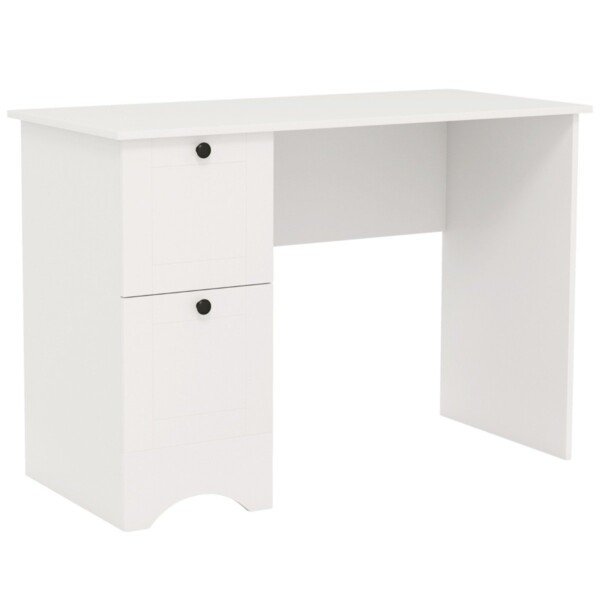 Kompiuterinis stalas su dviem stalčiais (Balta)