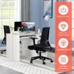 Rašomasis stalas su ištraukiama klaviatūros lentyna ir stalčiumi (Balta)