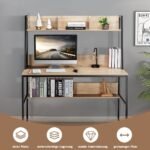 Darbo stalas su lentynomis (Natūrali)