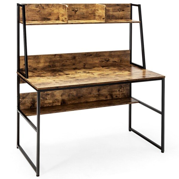 Darbo stalas su integruota lentyna (Rustikalbraun)