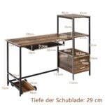 Ergonomiškas H formos rašomasis stalas su dviem stalčiais ir ištraukiama klaviatūros padėkle (RUSTIKALINIS RUDAS)