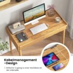 Biuro stalas su stalčiais ir atvira lentynėle iš bambuko (Natūrali)