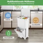 Daugiafunkcė 40 L šiukšliadėžė su ratukais (Balta)